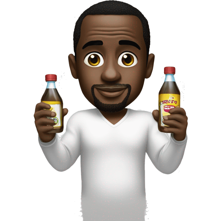 p. diddy holding 2 bottles of baby oil emoji