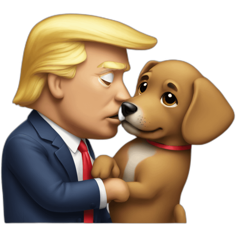 trump kissing a dog emoji