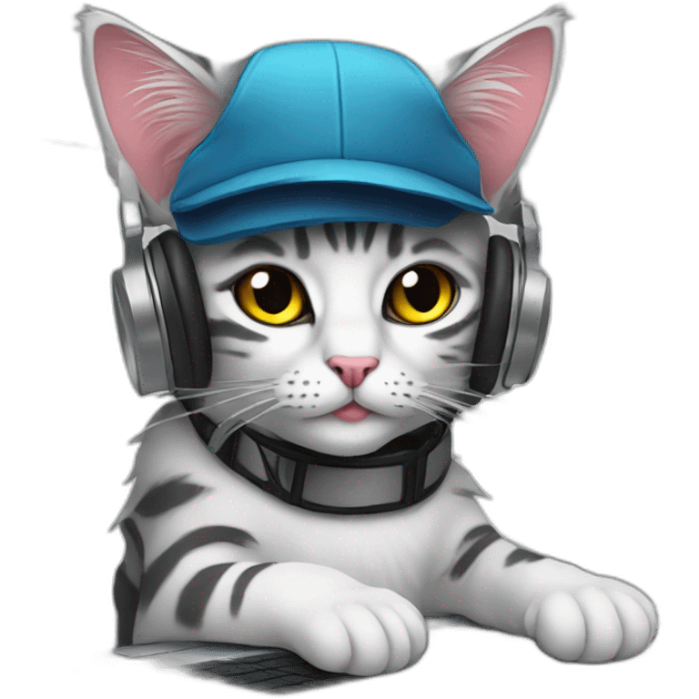 dj-cat-with-macbook emoji