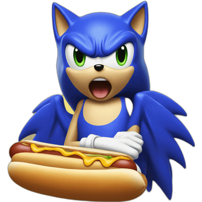 Sonic eat à hot dog emoji