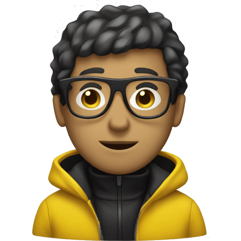 guy in a yellow jacket with a black mask and glasses emoji