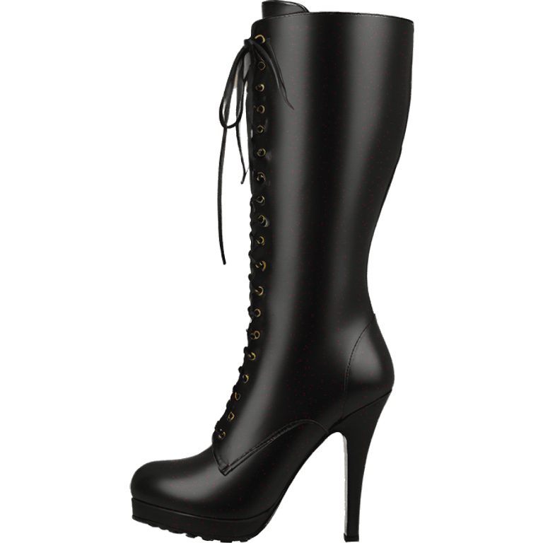 Black tall High heel boot lace up leather tall emoji