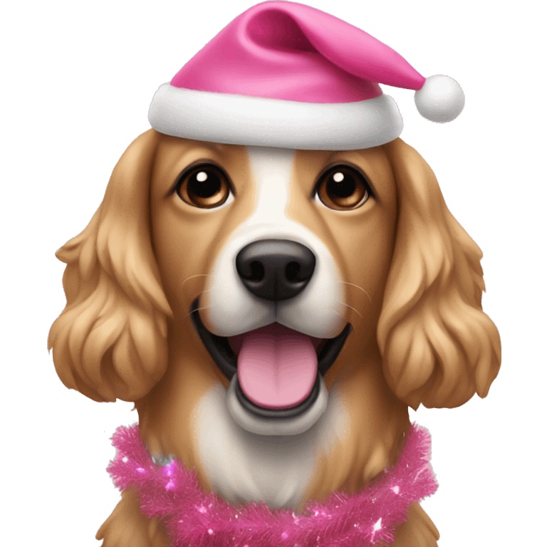 Dog with pink Christmas tree emoji