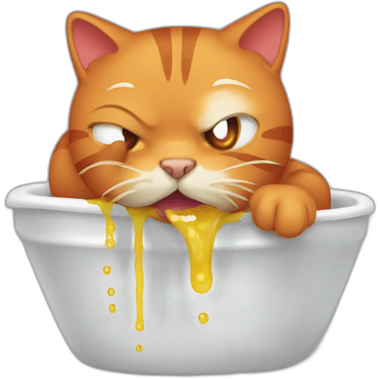 a red cat vomiting emoji