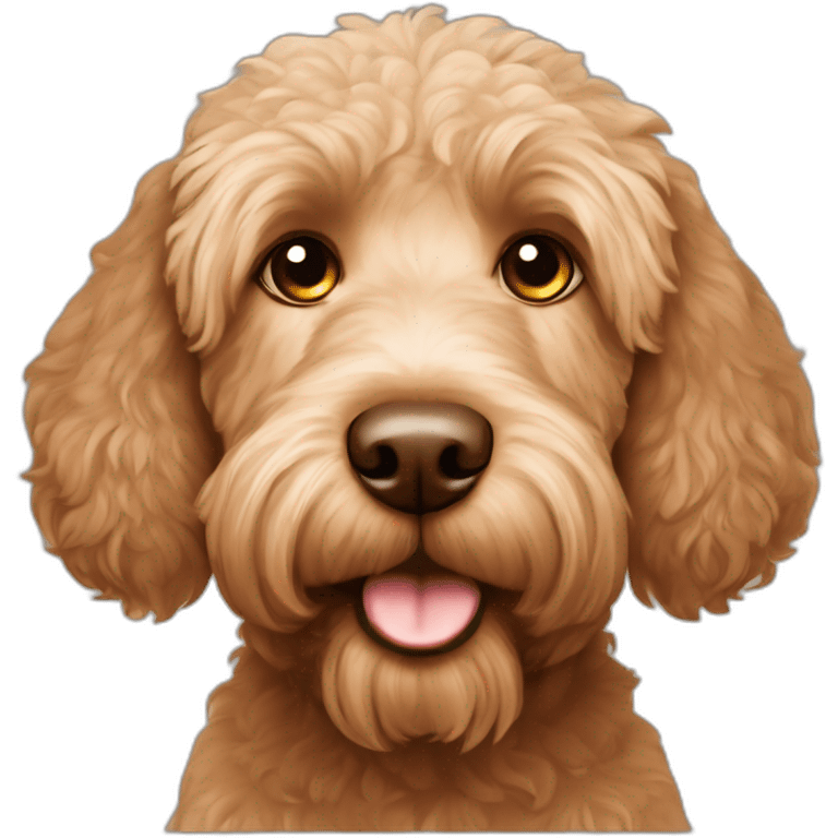 Labradoodle brown apricot with big ears brown eyes emoji