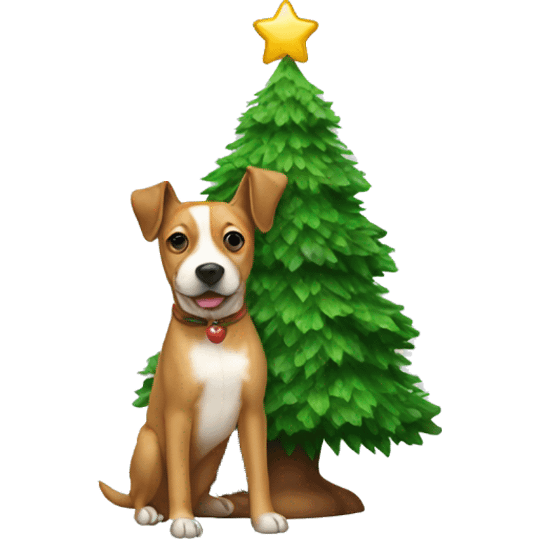 Christmas tree with a dog on it emoji