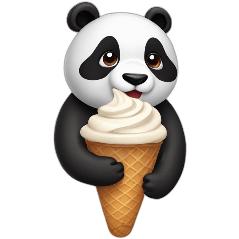 Panda eating chocolate ice creamn emoji