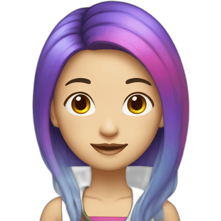 Chinese lady with rainbow hair emoji