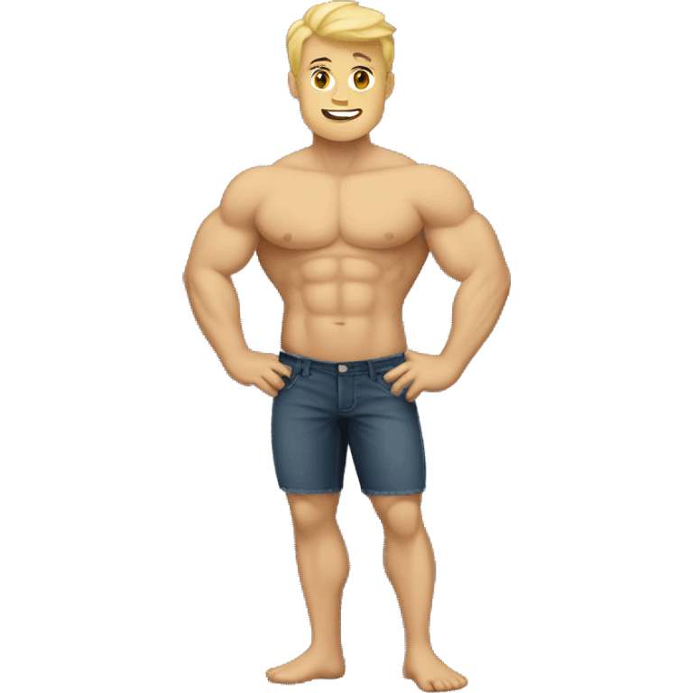 full body blond guy with muscles a little bit fat  emoji