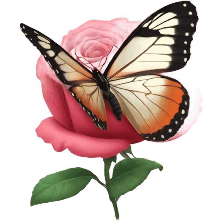 Butterfly landing on rose  emoji