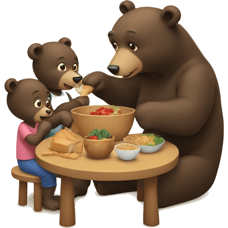 Bear feeding family emoji