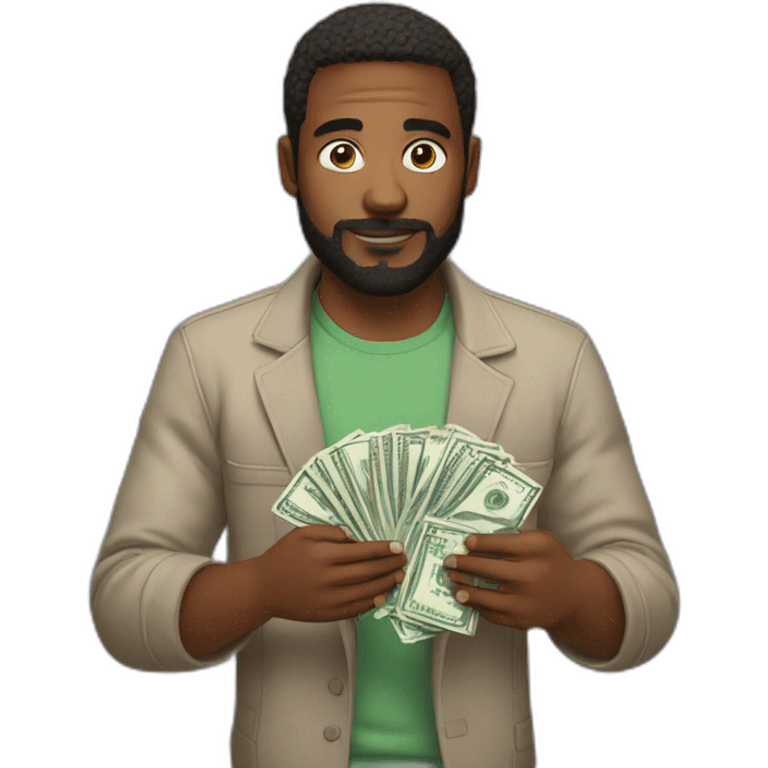 man holding crypto emoji