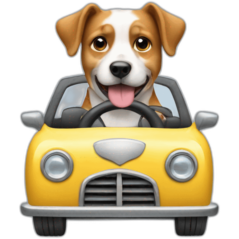 A DOG driving a car emoji