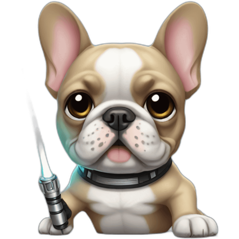 french bulldog with lightsaber emoji