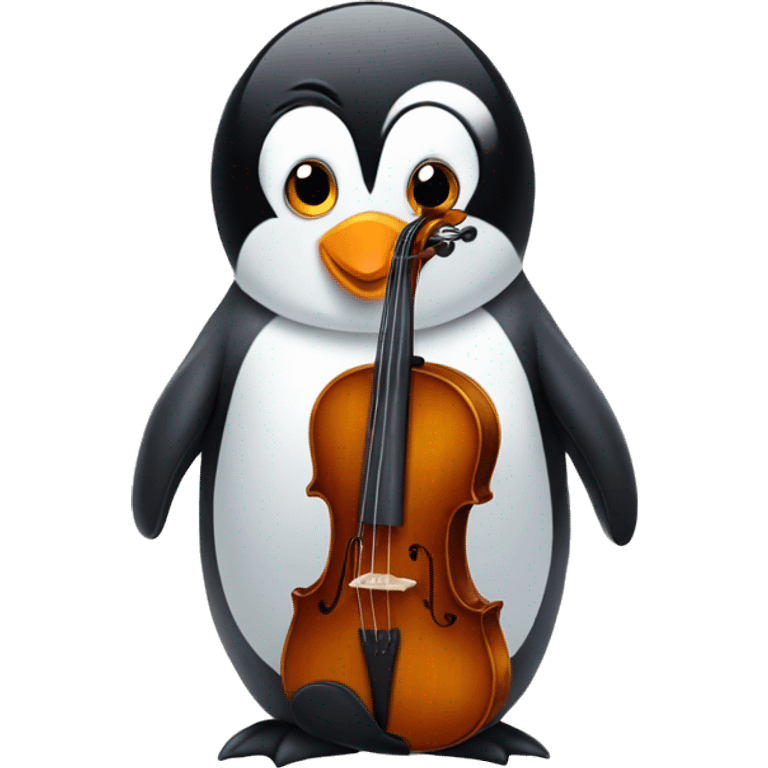 Penguin with violin emoji