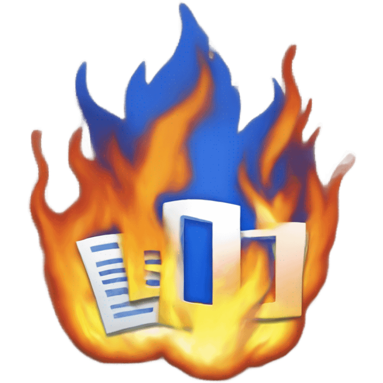 microsoft word logo on fire emoji