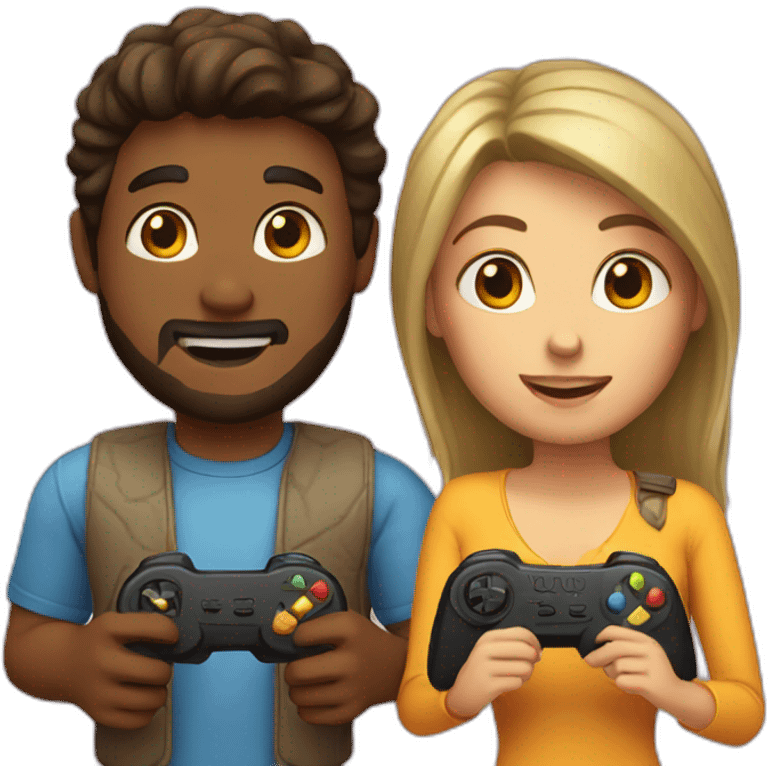 couple playing video game together emoji