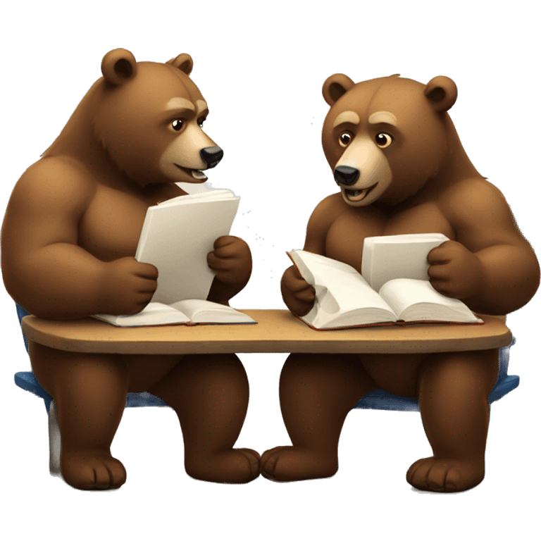 two strong bears studying emoji