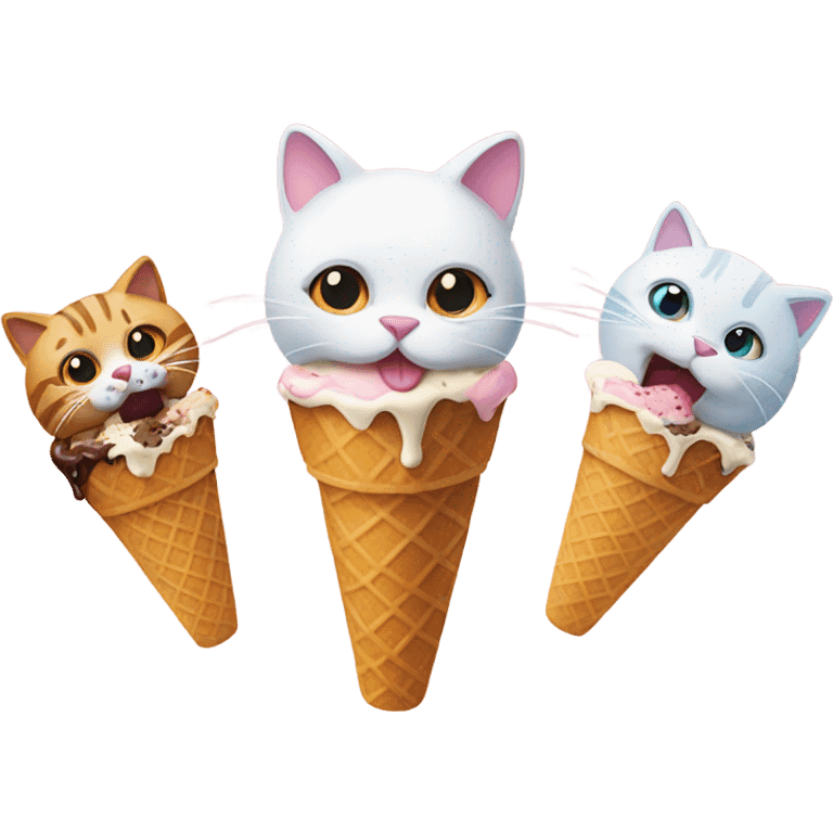 Cats eating ice cream emoji