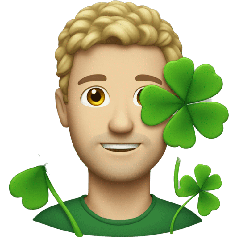 white man with clover emoji