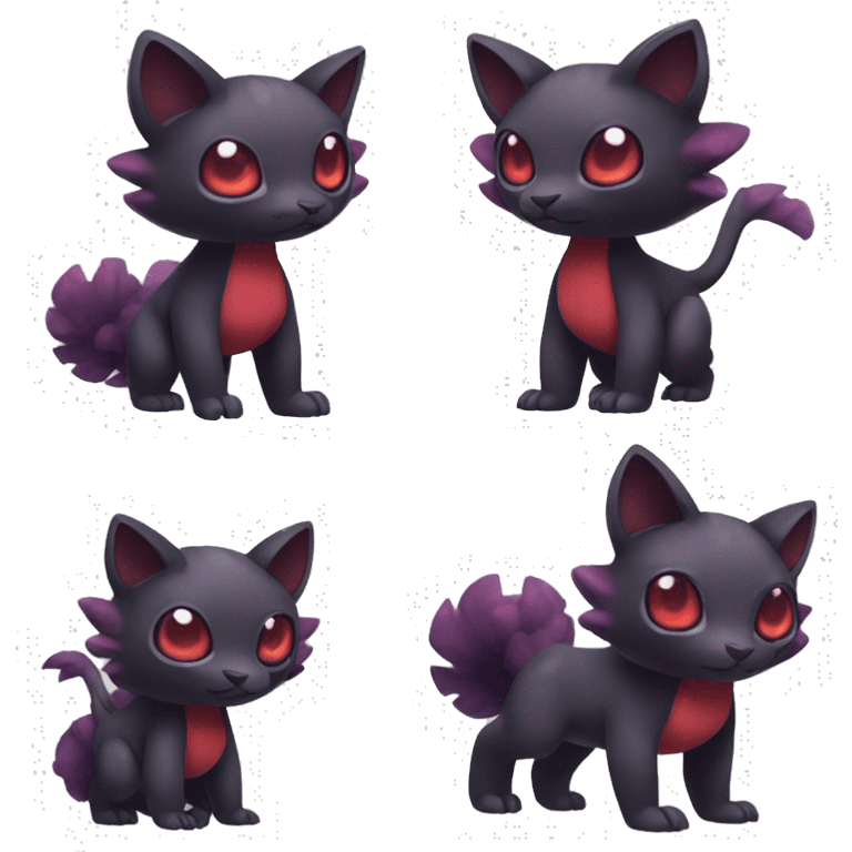 Cute cool dark black red purple animal hybrid Fakemon full body emoji