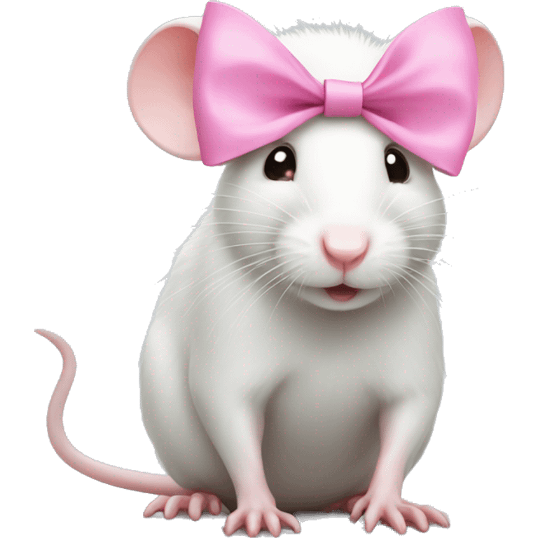 cute white rat with pink bow emoji