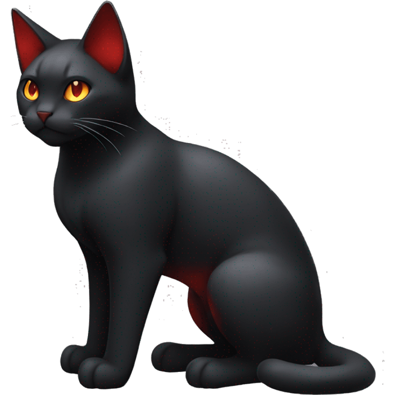 Shiny Black-Red Dark-type-Fire-type-Fakémon-Cat full body emoji