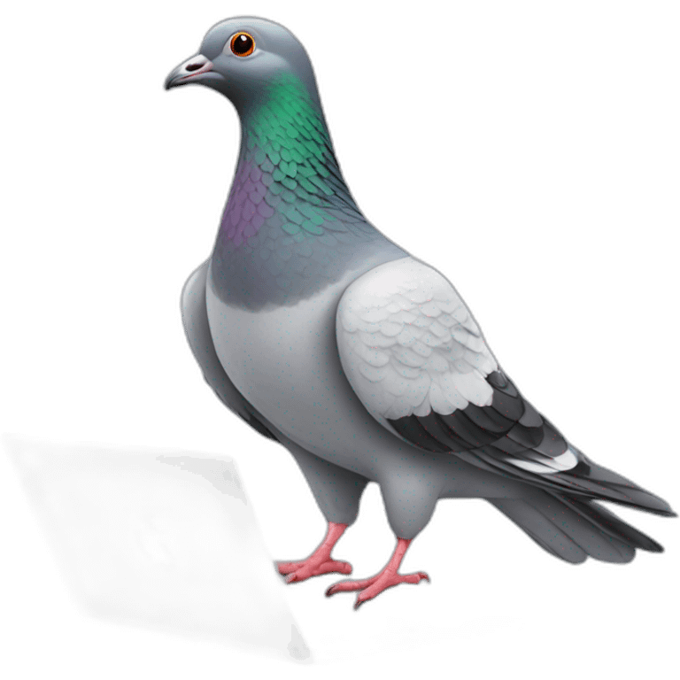 pigeon working with labtop emoji