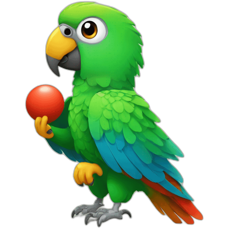 parrot with pingpong emoji