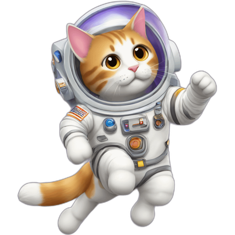 gato casi blanco astronauta cabalgando en un unicornio emoji