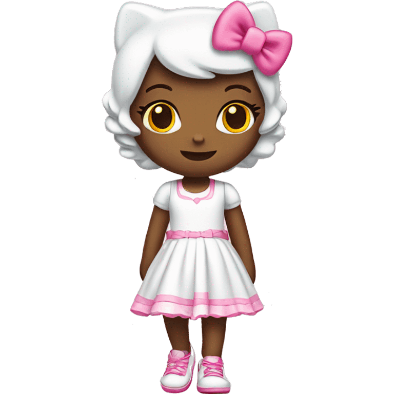 Hello kitty wearing white dress with pink shoes emoji