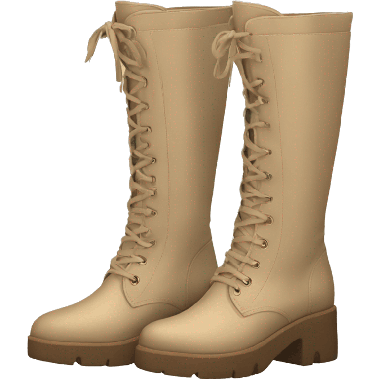 pair of beige chunky knee high boots emoji