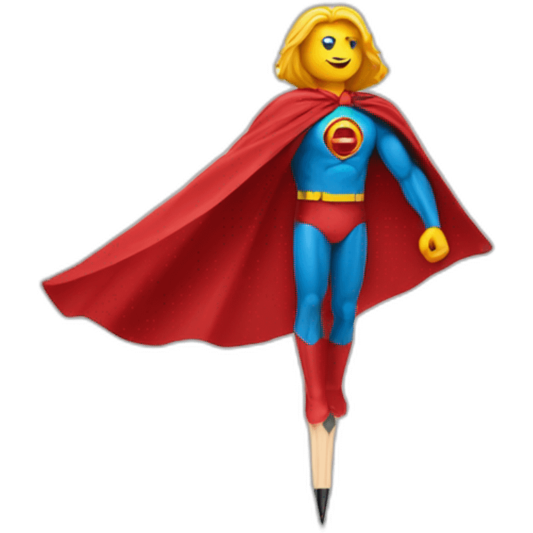 superhero pencil with a cape in spain colors emoji