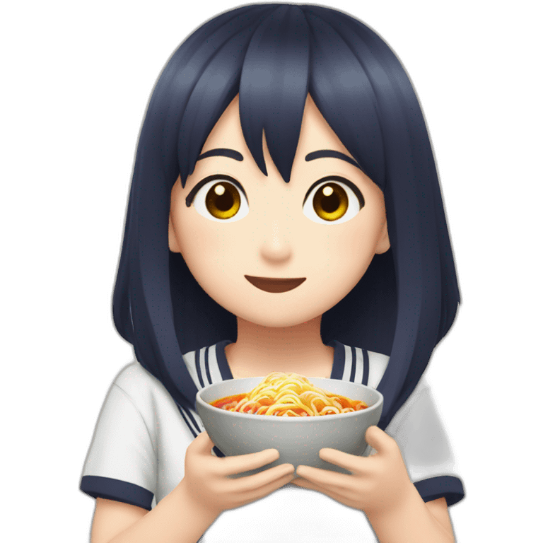 Hinata eating ramen emoji