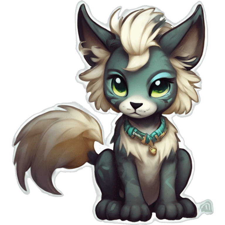 Cool cute Kawaii edgy fantasy shiny animal  fursona Fionbri vernid by griffsnuff & LiLaiRa & Falvie full body emoji