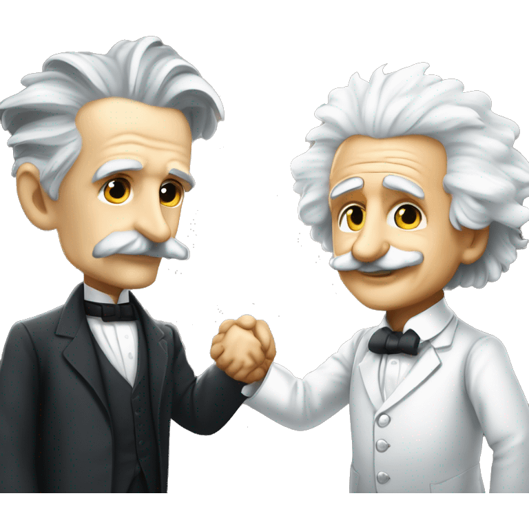 nikola tesla and albert einstein shaking hands emoji