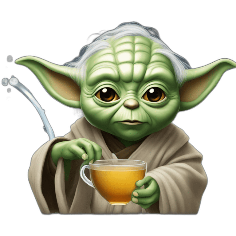 Maître yoda qui boie un buble tea  emoji