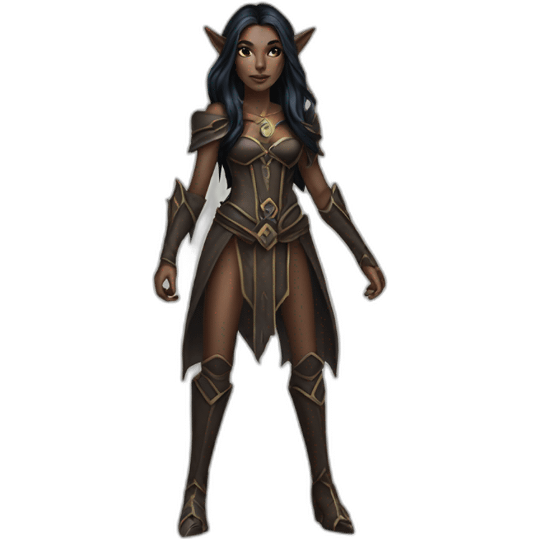 Dark elf sorceress with dark brown long hair emoji