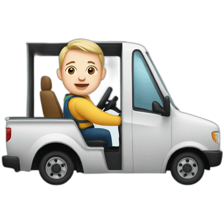 Down Syndrome Man Driving Truck emoji