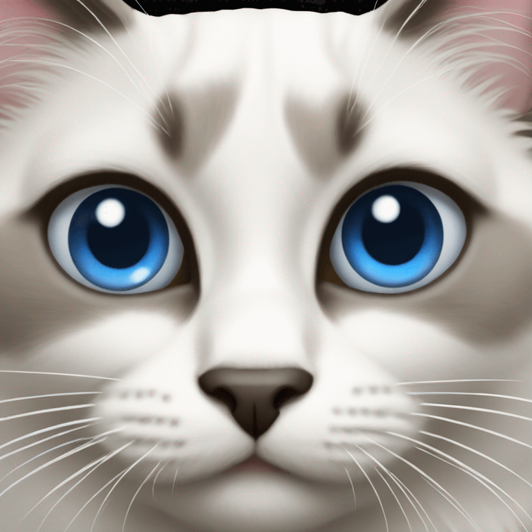 hungry ragdoll cat with blue eyes emoji