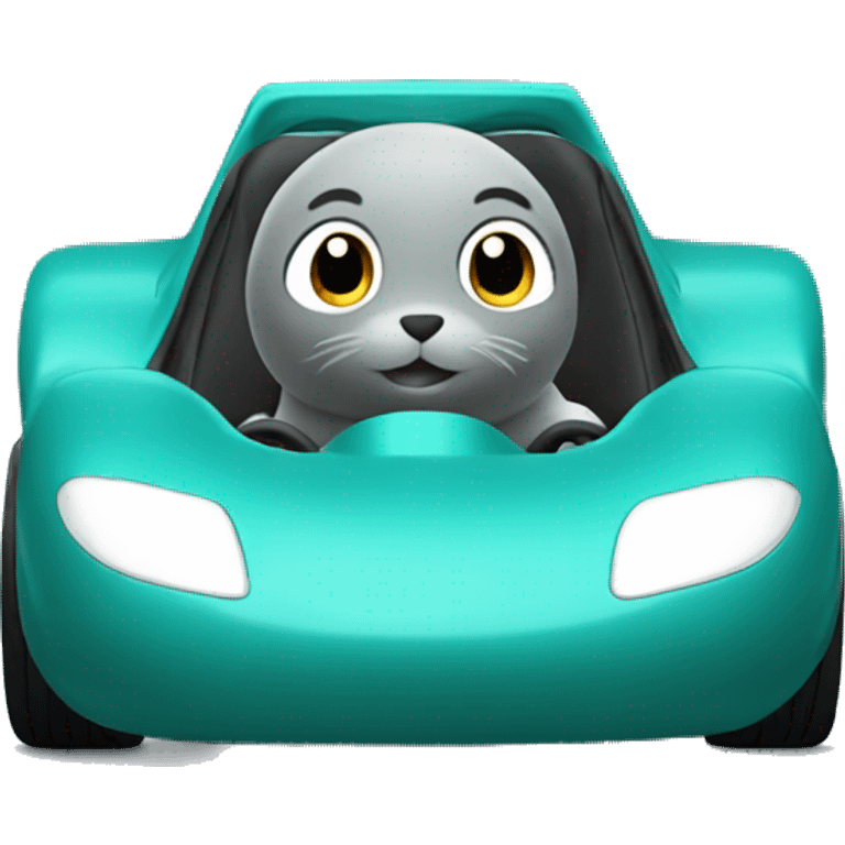 teal seal in racecar emoji