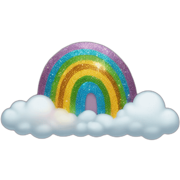 glitter rainbow with clouds emoji