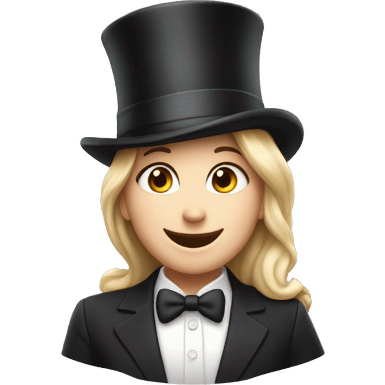 happy white girl in top hat emoji