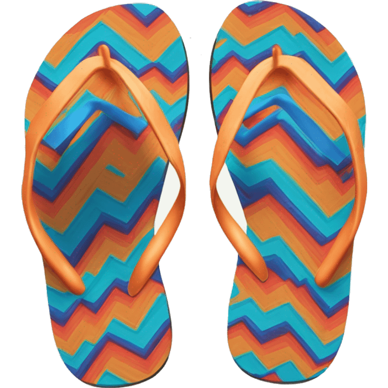 Realistic pair of chevron pattern summer flip flops isolated. emoji