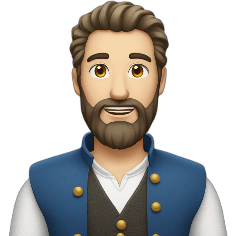 Homme cheveux châtain yeux bleu barbe emoji