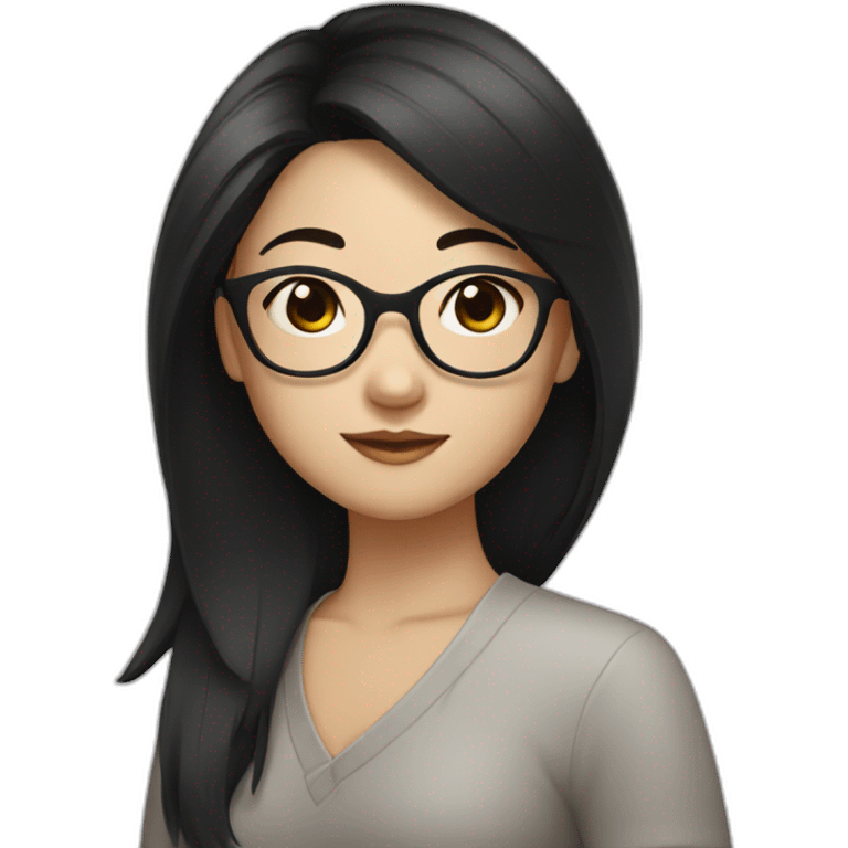 chinese girl with black hair with glasses emoji