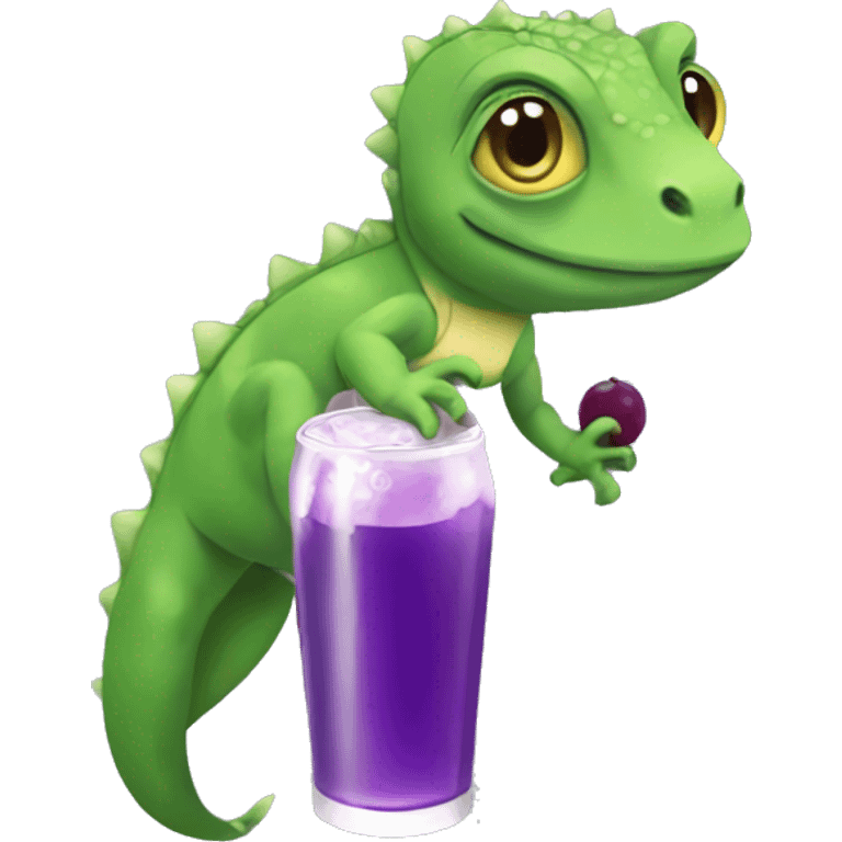 Lizard drinking grape soda emoji