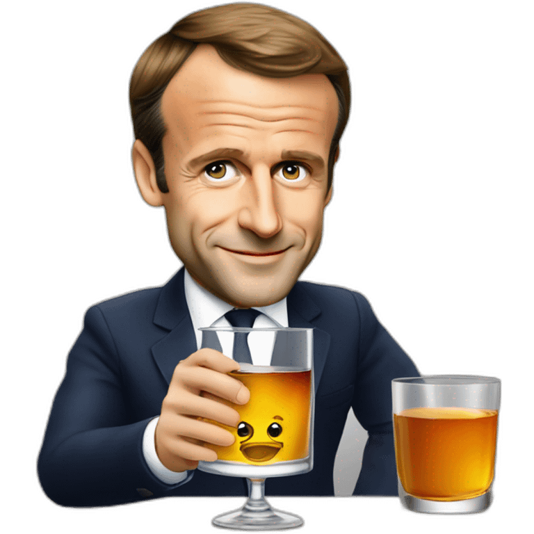 Emmanuel Macron en train de boire un verre  whisky emoji