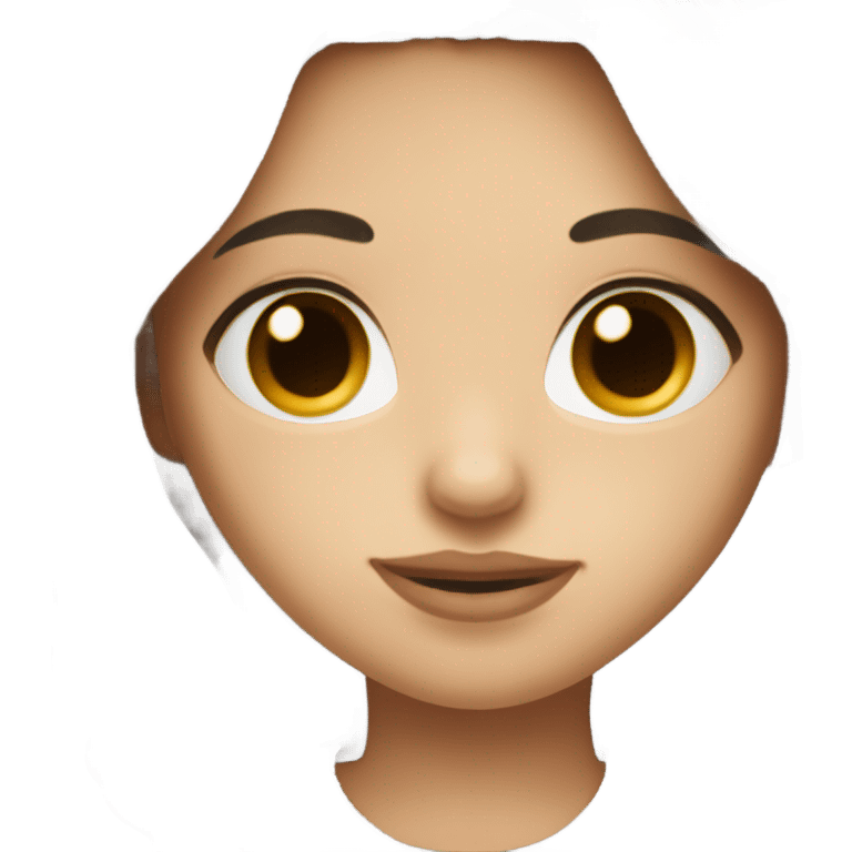 A girl with brown hair with dark gray highlights, fair skin, long, soft, beautiful hair, soft lips, brown eyes, drinking coffee, and a small nose. emoji