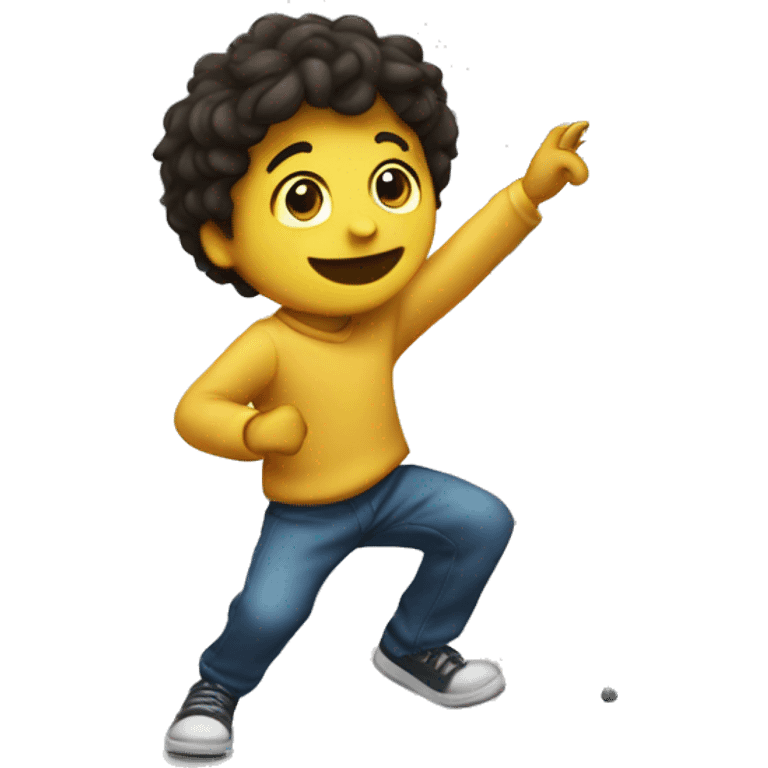 boy dancing near a marker board emoji